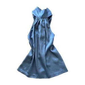 bishop + young Blue Satin Blouse, Sz S